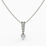 Pearl 3 Stone Necklace , 925 Sterling Silver