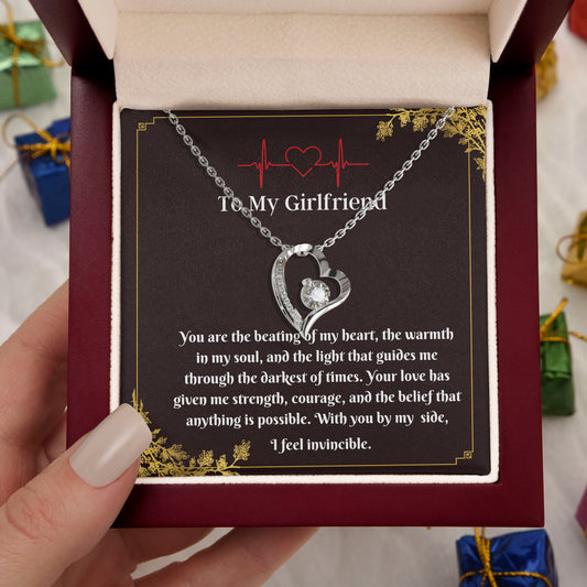 To My Girlfriend - You are the beating of my heart, 18K gold plated necklace
