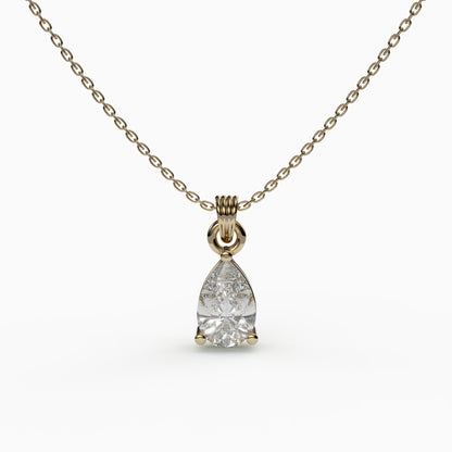 Pear Solitaire Pendant Necklace 925 Sterling Silver