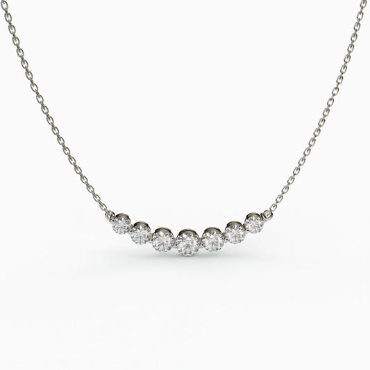 7 Stone CZ Diamond 925 Sterling Silver Necklace