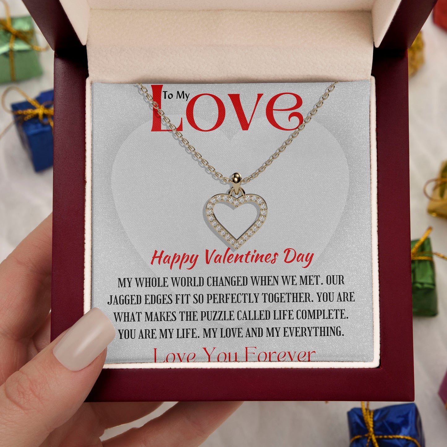 To My Love- Happy Valentine's Day, 18K Gold Plated Necklace