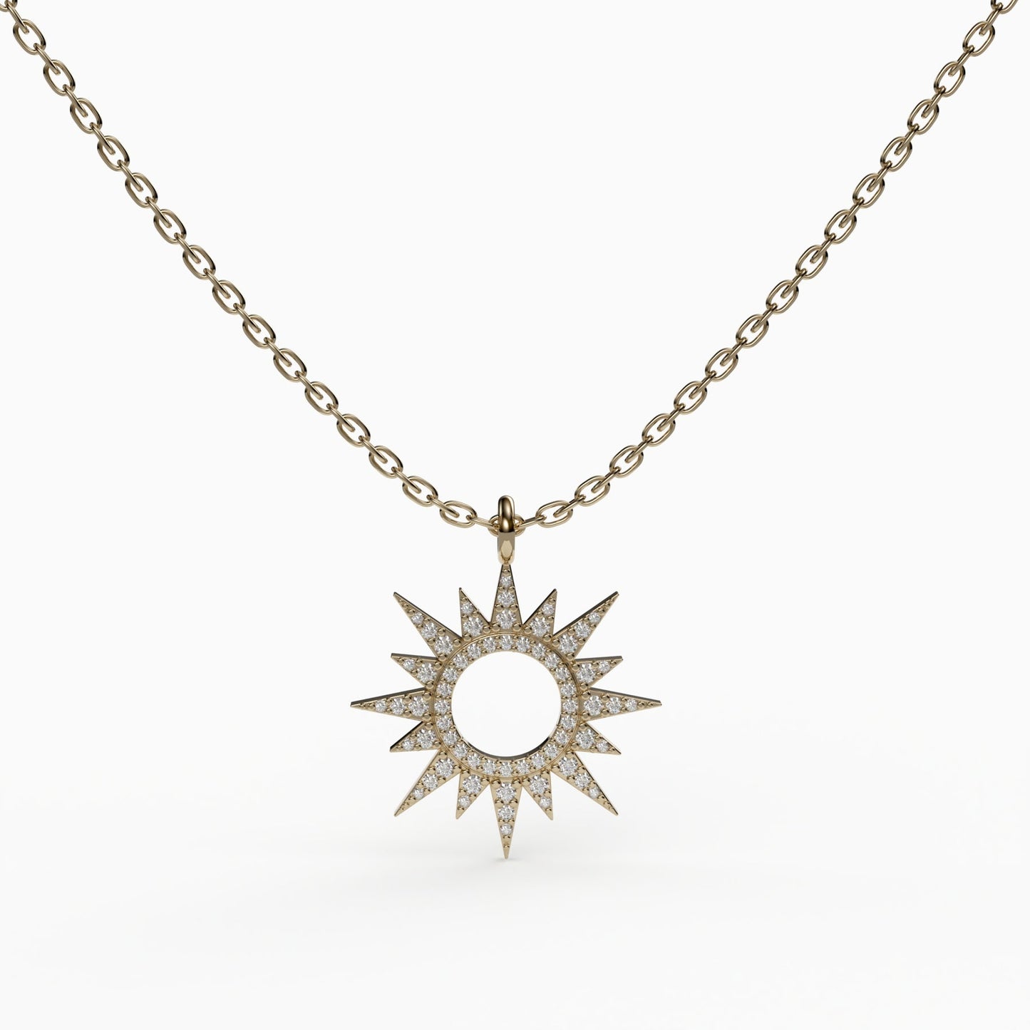 Starburst Diamond Pendant, 925 Silver Gold Plated