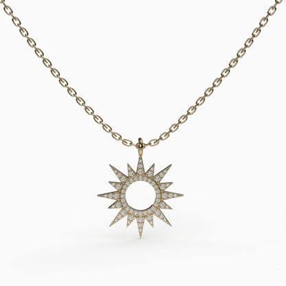 Starburst Diamond Pendant, 925 Silver Gold Plated