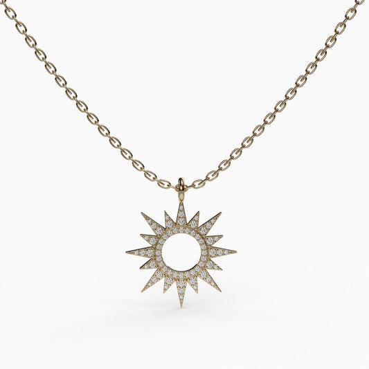 Starburst Diamond Pendant, 925 Silver Gold Plated