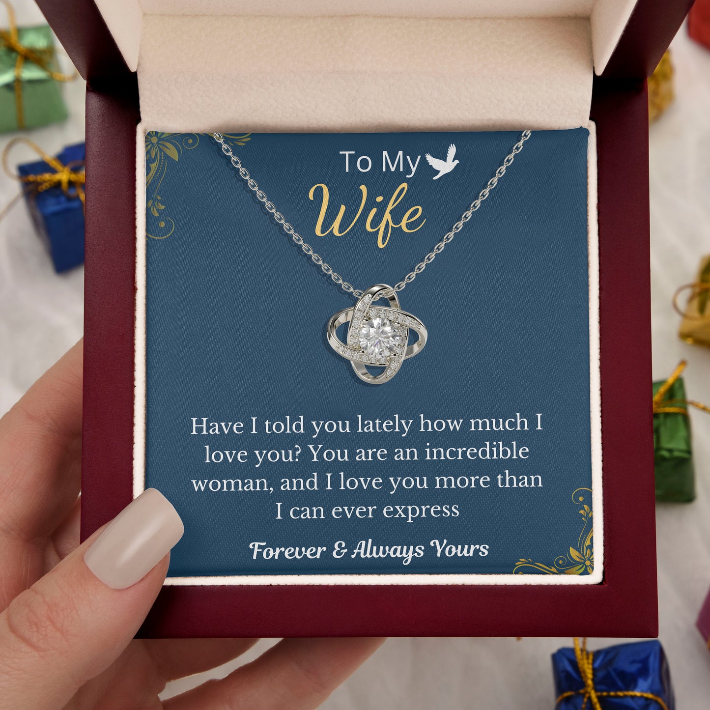 To My Wife- I love you more than I can ever express, 18K Gold Plated Necklace