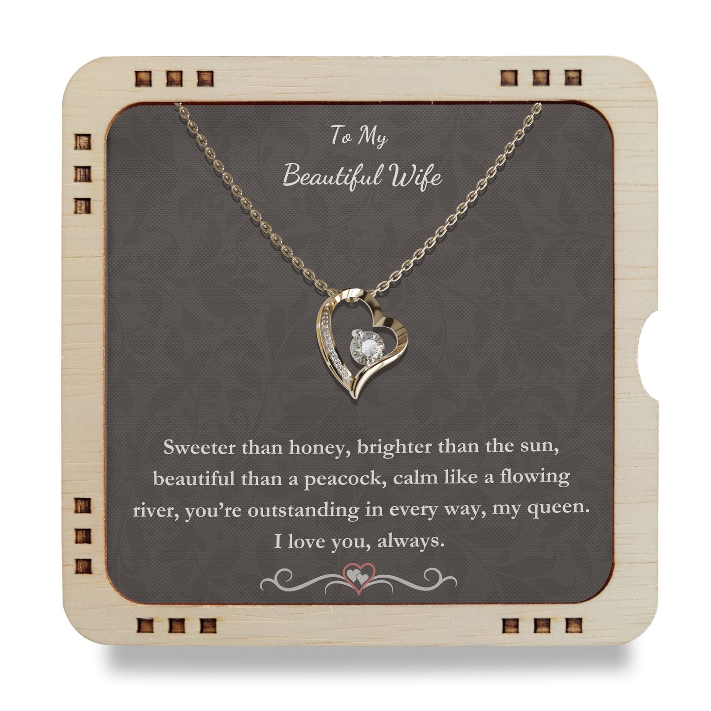 To My Beautiful Wife- You are Outstanding, 18K Gold Plated Necklace