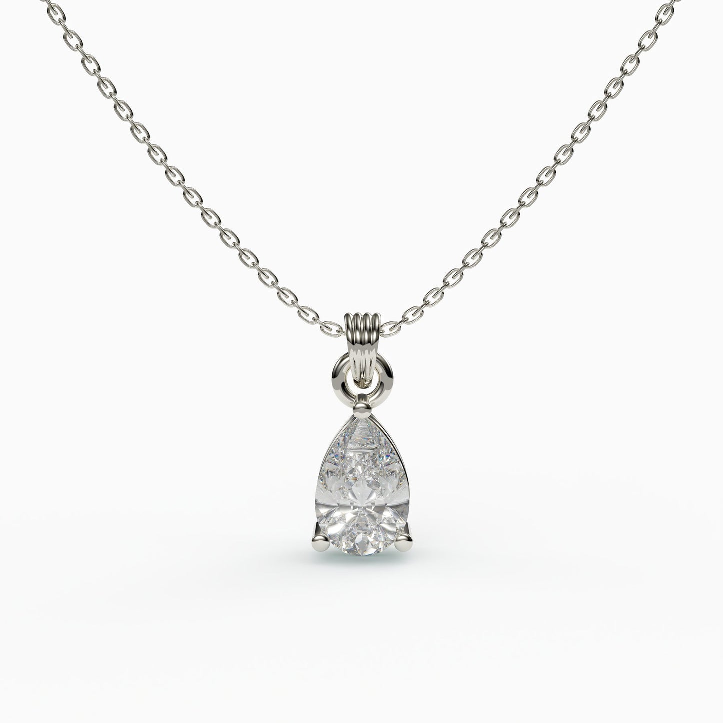 Pear Solitaire Pendant Necklace 925 Sterling Silver