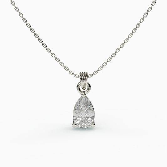 Pear Solitaire Pendant Necklace 925 Sterling Silver