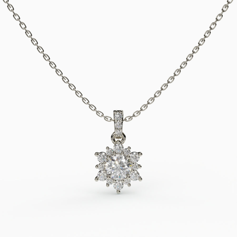 Halo Cluster Diamond Pendant, 925 Silver Gold Plated