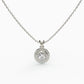 Double Halo Round Cut Simulated Diamond Gold Plated Necklace, 925 Sterling Silver