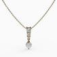 Pearl 3 Stone Round Diamond Necklace , 925 Sterling Silver