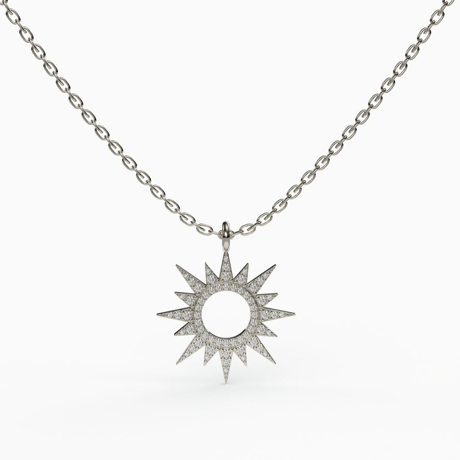 Starburst Diamond Pendant, 925 Silver Gold Plated