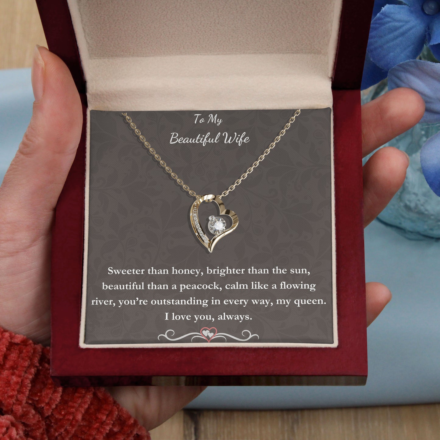 To My Beautiful Wife- You are Outstanding, 18K Gold Plated Necklace