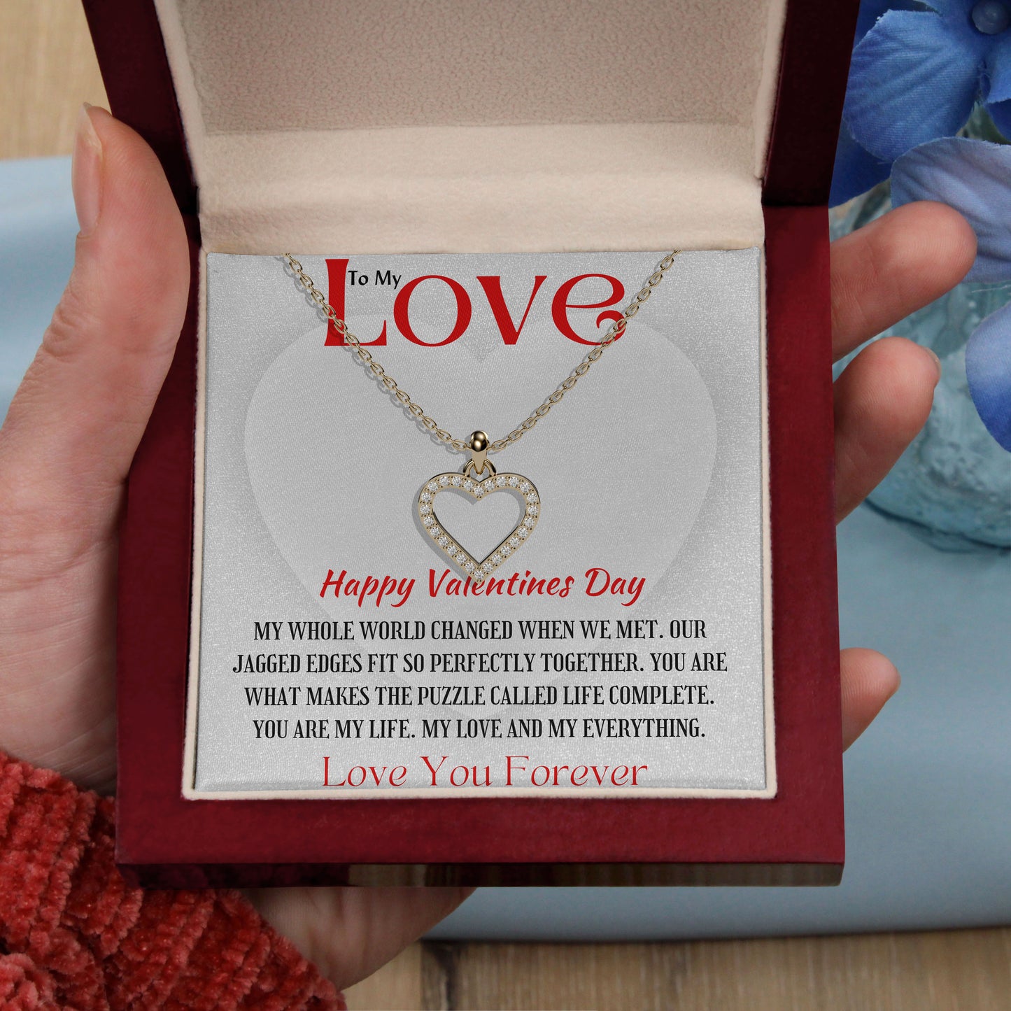 To My Love- Happy Valentine's Day, 18K Gold Plated Necklace