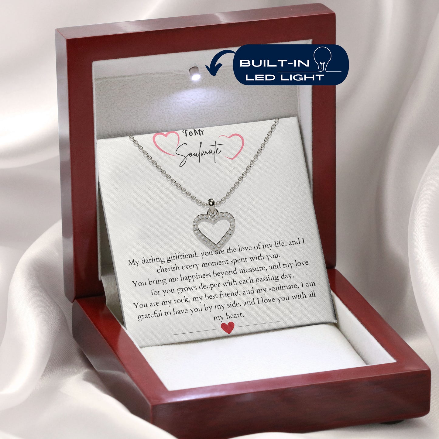 To My Girlfriend - I am grateful to have you by my side, 18K gold plated Heart Necklace