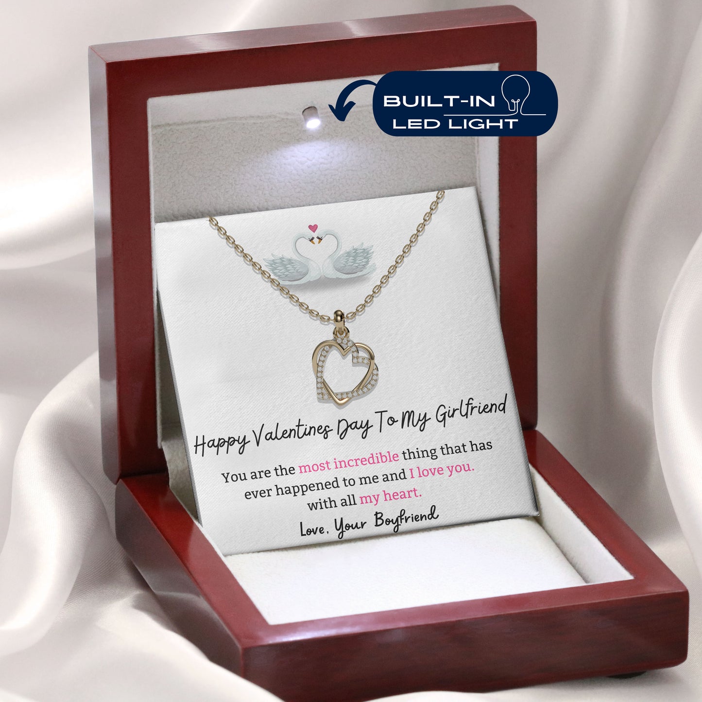 Happy Valentine's Day- To My Girlfriend, 18K Gold Plated Necklace