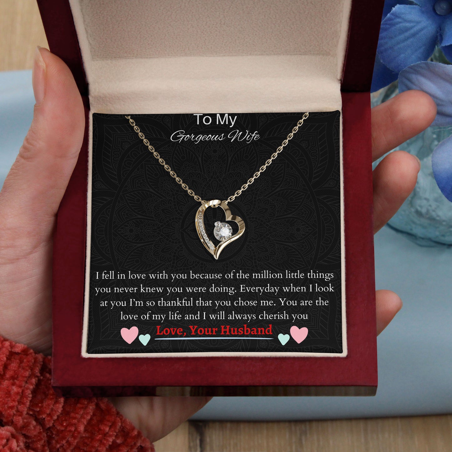 To my gorgeous wife- I'am so thankful, 18K Gold Plated Necklace