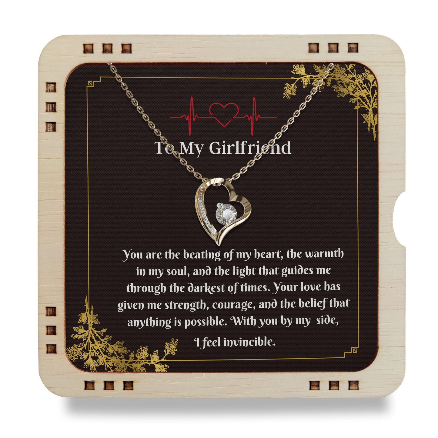 To My Girlfriend - You are the beating of my heart, 18K gold plated necklace