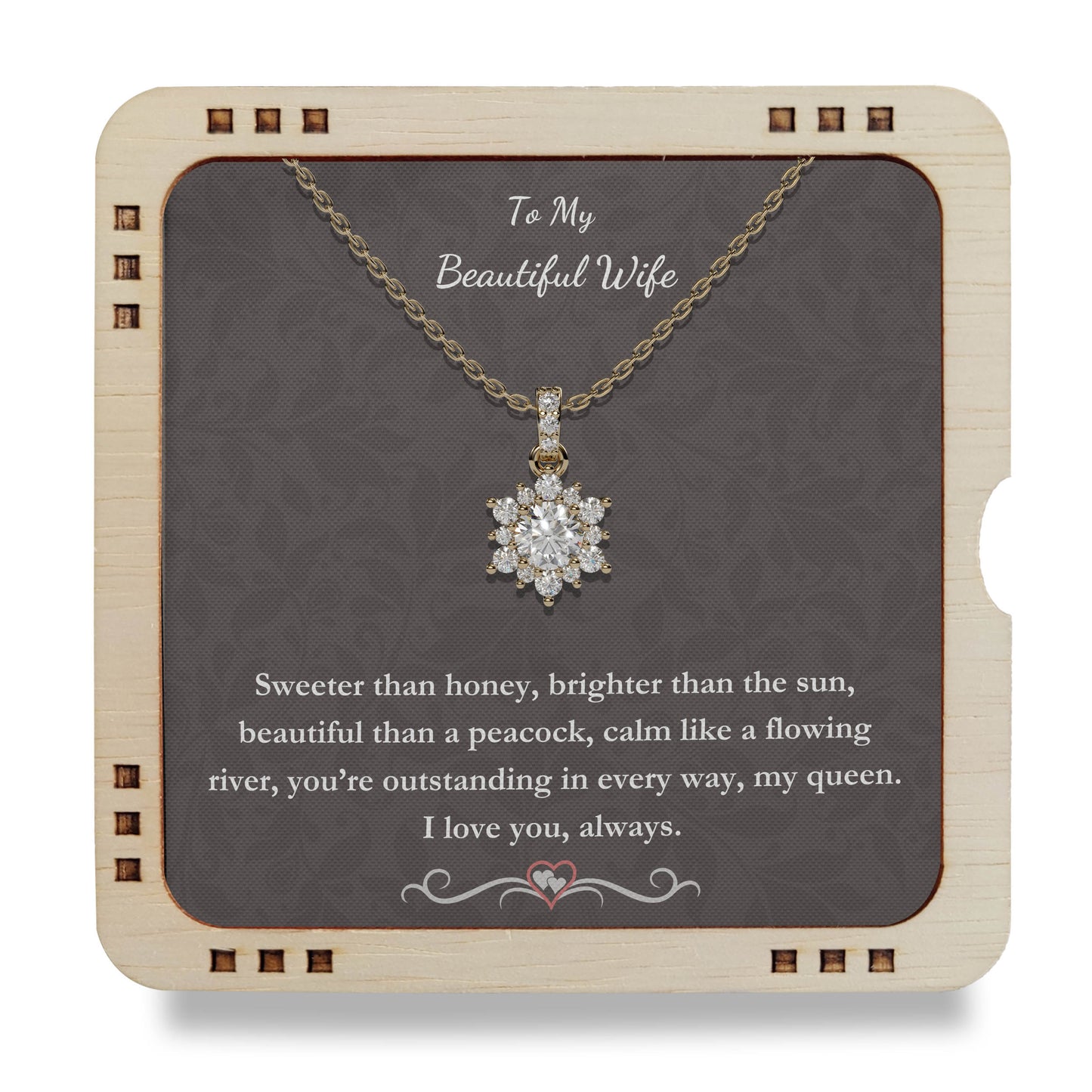 To My Beautiful Wife- You are Outstanding, 18K Gold Plated Necklace